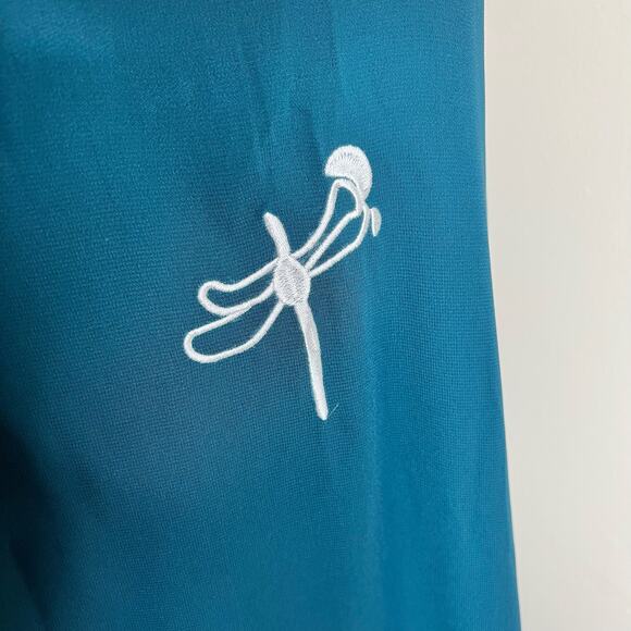 NWT Tendency Midi Dress XL Teal Blue Sleeveless Embroidered Dragonfly Summer - Picture 2 of 7